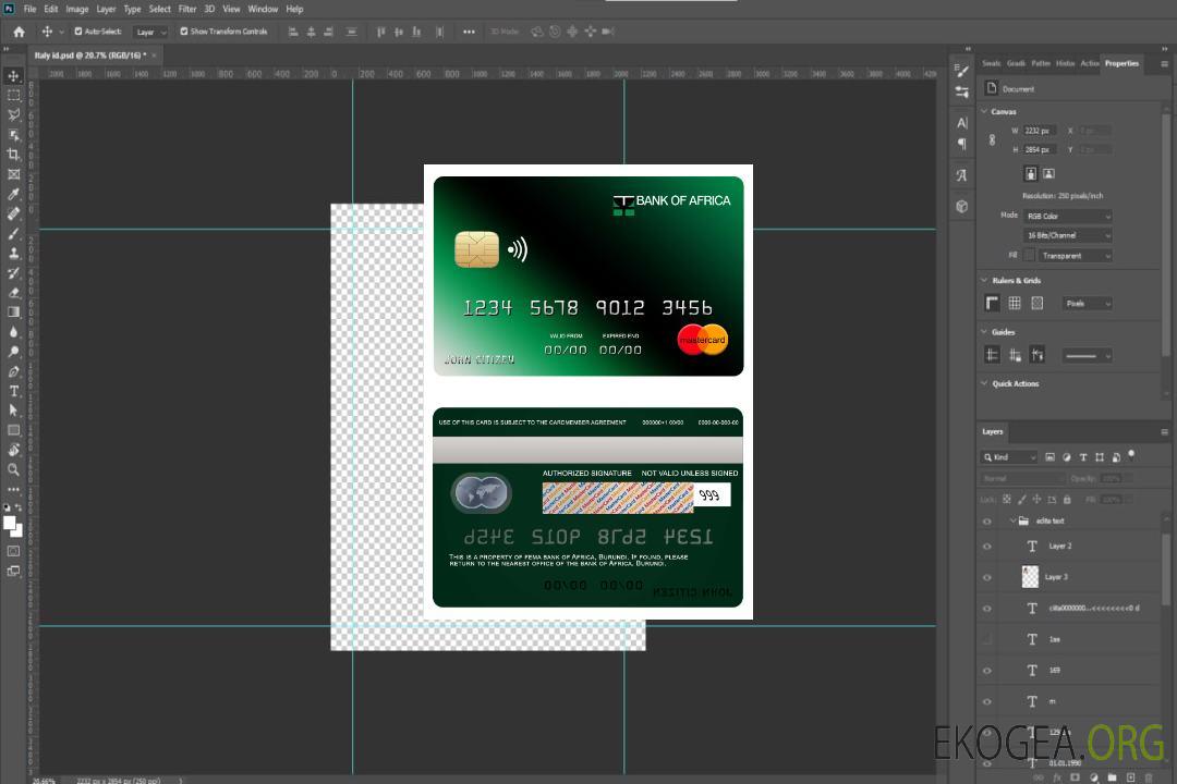 Mastercard de la banque Burundi Afrique template Mastercard de la banque Burundi Afrique template